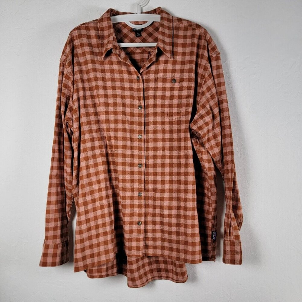 Patagonia Men's Checked Pattern Long Sleeve Casual Button Up Shirt Orange XL